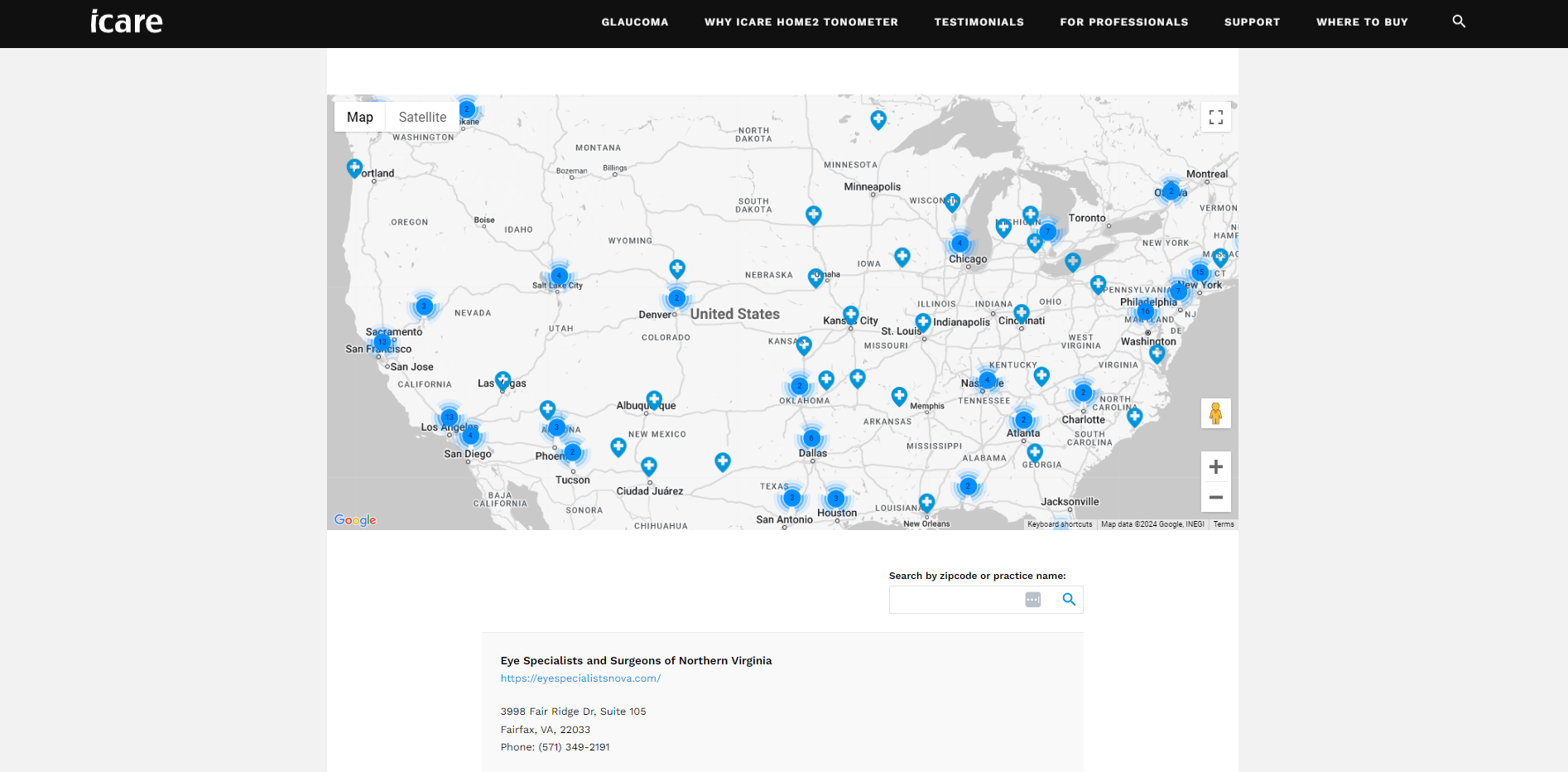 Icare interactive map